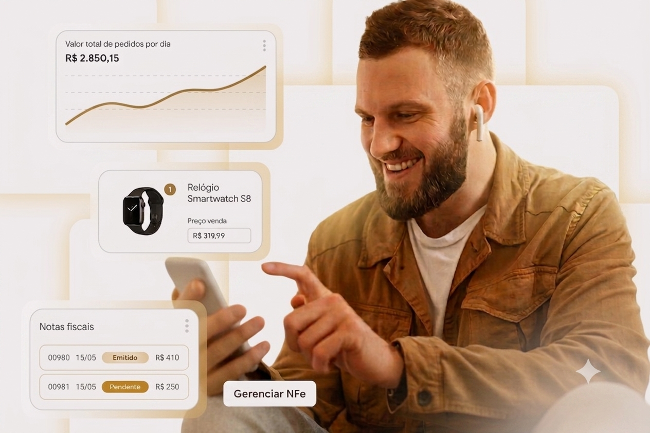 Empresário utilizando sistema